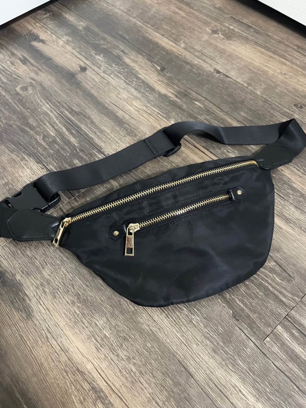 A New Day | Black Crossbody Fanny Pack with Gold Accents — New!